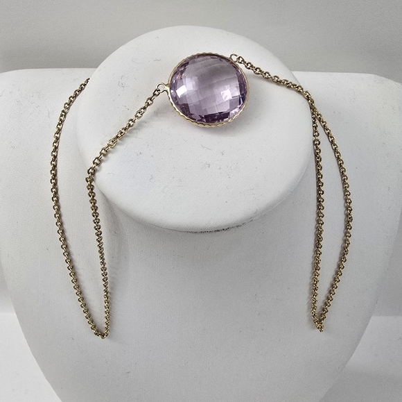 14K Gold Amethyst Solitaire Necklace – A Whisper of Elegance - Picture 5 of 10